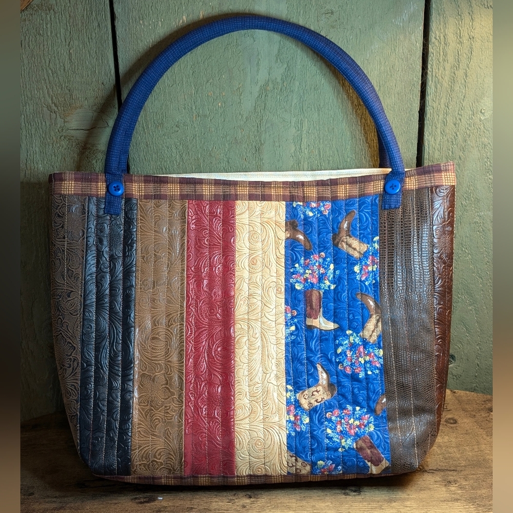 Quilted Patchwork Western Tote Bag - image 2
